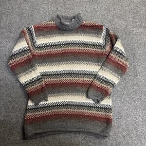 VTG Carolyn Taylor Women's Small Knit Striped Mock Neck Cozy Chunky Sweater
